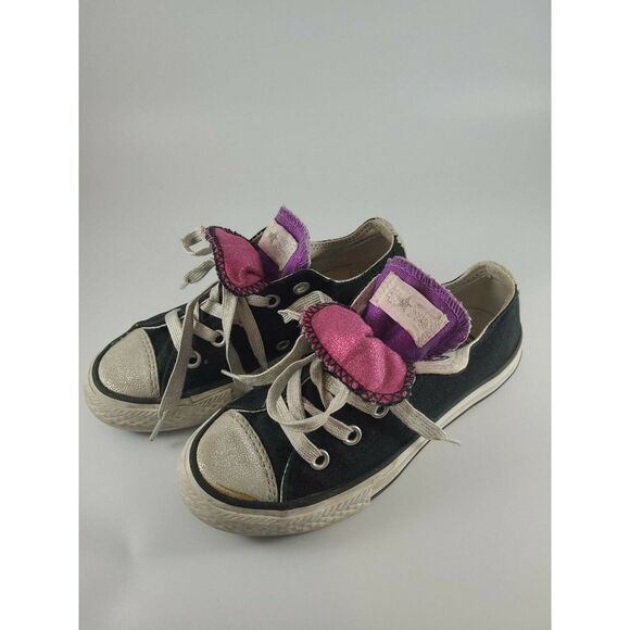 Converse All Star Purple Metallic Double Tongue 617675F Size 12 Youth Lace up - Picture 2 of 10
